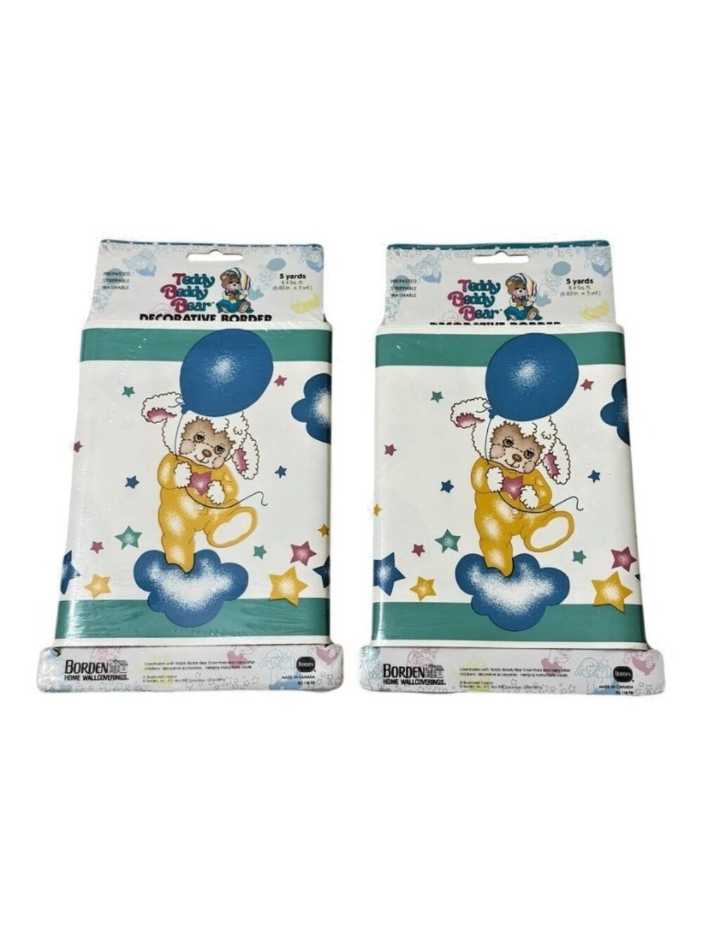 2 Teddy Beddy Bear Borden Home Wallcoverings Border 5 yards New Old Stock Vtg
